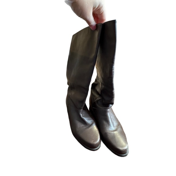 Markon Women's‎ Boots Shelly Leather Foldover Mid Calf Soft Dark Brown Size 9.5 - Picture 1 of 5